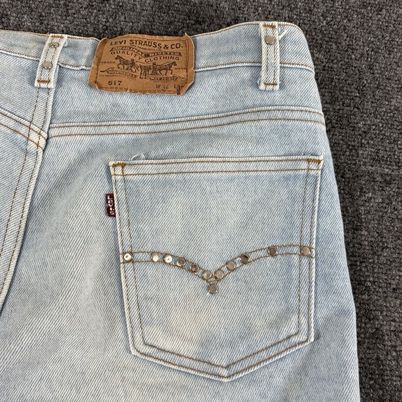 Vintage 80s 90s Levis 517 Jeans Fits 34x31 Blue Regular Bootcut USA Embellished - Picture 4 of 16